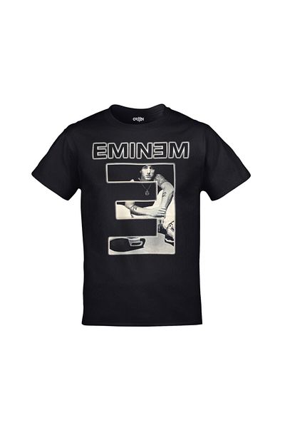 Orijin Tekstil Unisex Μαύρο μπλουζάκι Eminem με στάμπα