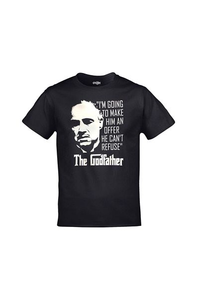 Orijin Tekstil Unisex Μαύρο μπλουζάκι με στάμπα The Godfather Offer