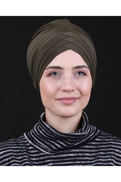 Generic Brand وشاح بونيه خارجي كاكي بثلاثة خطوط للنساء