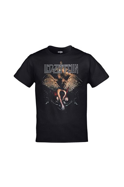 Orijin Tekstil Unisex Black Led Zeppelin Printed Tshirt