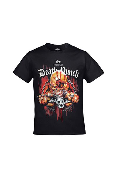 Orijin Tekstil Unisex Black Five Finger Death Punch Front Back Printed T-shirt