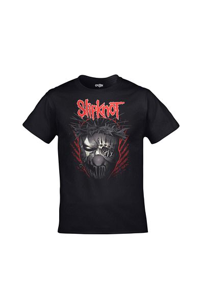 Orijin Tekstil Unisex Black Slipknot Mask Printed Tshirt