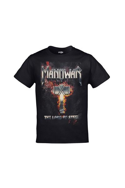 Orijin Tekstil Unisex Black Manowar The Lord Of Steel Printed Tshirt