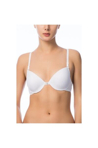 NBB Kadın Beyaz Önden Klipsli Dantel Detaylı Desteksiz Sütyen