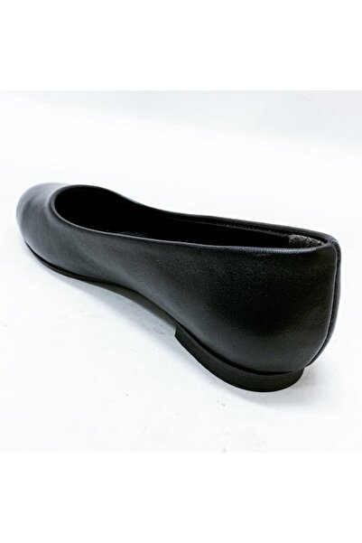 stok83 Women's Black Genuine Leather Ballerinas 8302