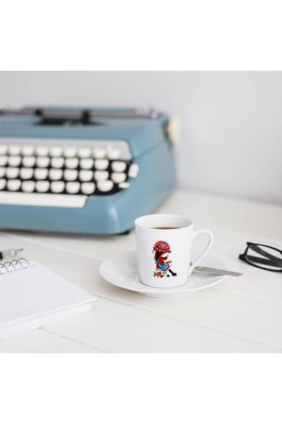 HRS Girl Cross Stitching Turkish Coffee Cup