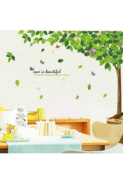 CRYSTAL KIDS Bebek Odası Dekorasyonu Ağaç Ve Yeşil Yapraklar Pvc Sticker Duva...