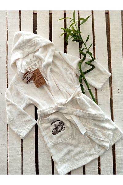 Coco & Bamboo Unisex Children's White Bathrobe