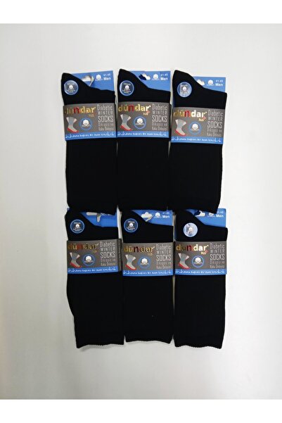 Dündar Çorap Erkek Siyah Bambu Dikişsiz 6'lı Kışlık Kokulu Diyabet Çorap