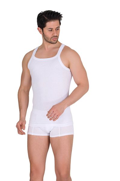 Berrak 6-Piece Men's White Camisole Undershirt
