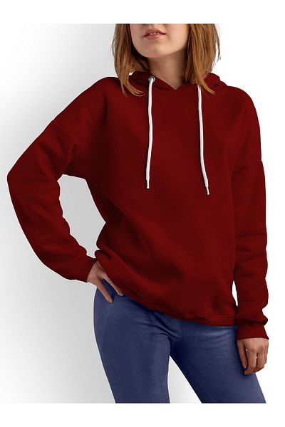 ACR Giyim Tekstil Forma Baskı Claret Red Hooded Women's Sweatshirt