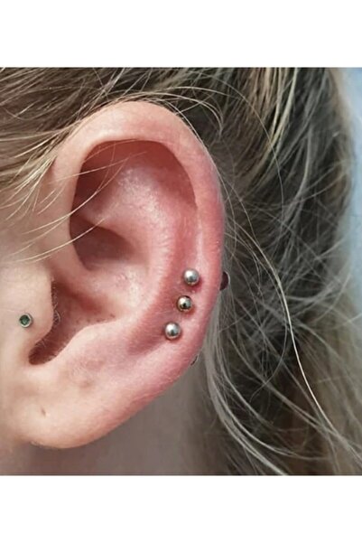 TakıConcept 3 Adet Set Çelik Labret Piercing Kıkırdak Tragus Helix Piercing