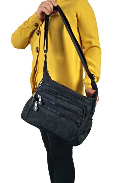 İf Çanta Kadın Siyah Paraşüt Kumaş Uzun Askılı Çapraz Çanta