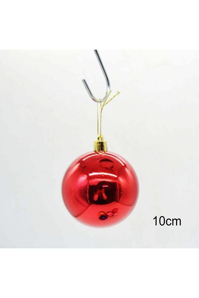 İNCİ SÜS Set of 6 Shiny Cute Balls Christmas Tree Ornament Red 10cm