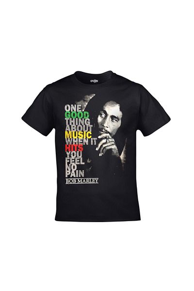 Orijin Tekstil Unisex Black Bob Marley Music Printed T-shirt