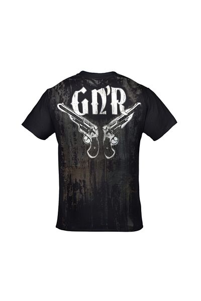 Orijin Tekstil Unisex Black Guns N' Roses Skull Front Back Printed T-shirt