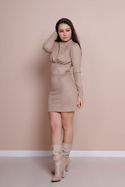 Bidoluelbise Γυναικείο μίνι φόρεμα με επένδυση ώμου βιζόν