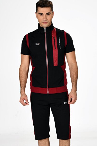 Marco Ferry Men's Black Half Turtleneck 3-Piece Capri Tracksuit Suit 19141