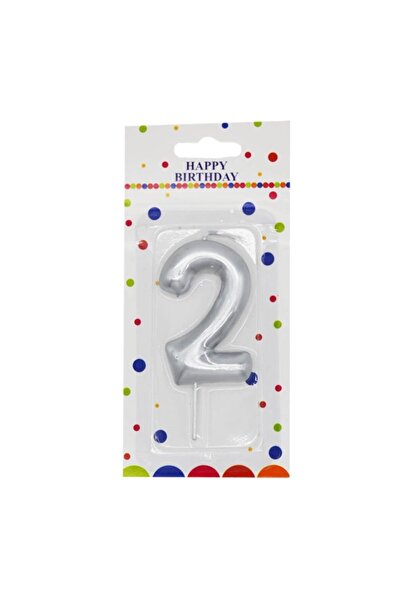 Cansüs Parlak 2 Rakamı Doğum Günü Pastası Mumu Gümüş