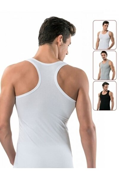 Seher Men's Mixed Color Cross Back 9 Pieces Ribbed Sports Undershirt