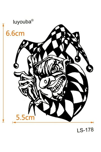 Market66 Geçici Dövme Joker Palyoço Soytarı Su Geçirmez Geçici Ufak El Kol Dövmesi Tattoo
