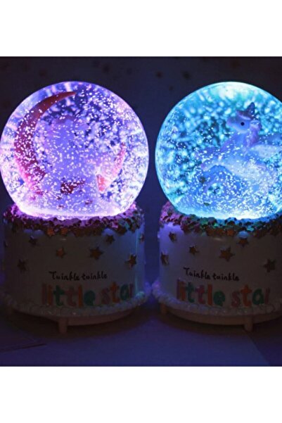 Genel Markalar Büyük Boy Otomatik Kar Püskürten Işıklı ve Müzikli Unicorn Kar Küresi