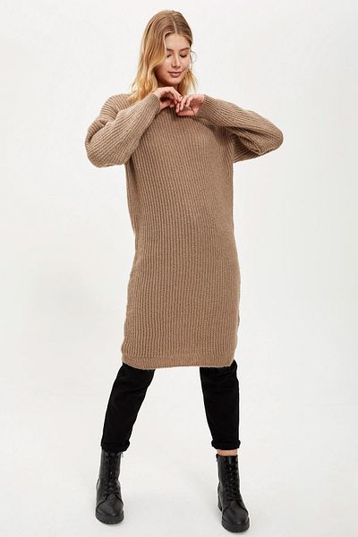 DeFacto Women's Yellow Crew Neck Long Sleeve Knitwear Tunic R5704AZ20CW