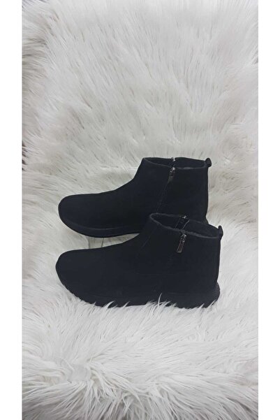 Aysun Ayakkabı حذاء رجالي أسود من جلد نوبوك بسحاب مقاوم للماء