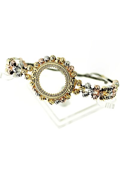 ŞENALTIN Üç Renk Dorikalı Ortası Taşlı Kenar Dorikalı Makrome Çeyrekli Bileklik