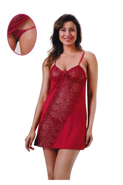 KOTA Nightgown Set 6205| Claret Red Claret Red M