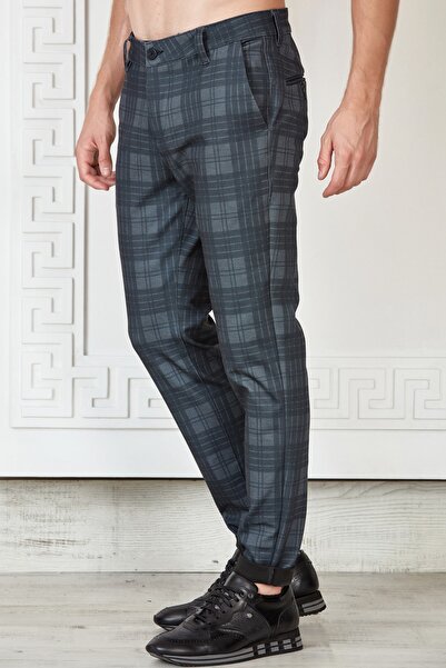 Mondo Erkek Antrasit Ekoseli Klasik Pantolon