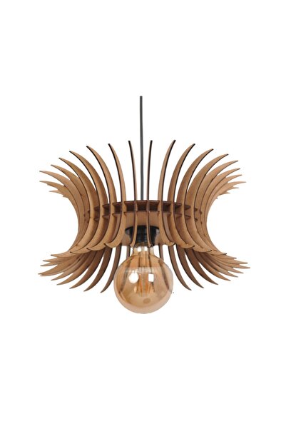 Vedemo Tekli Sarkıt Rustik Moon Ahşap Avize