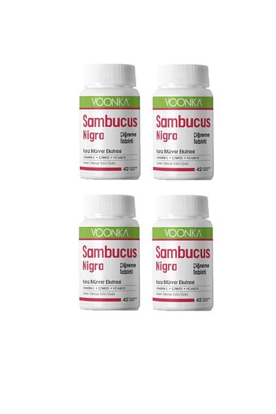Voonka Sambucus Nigra 42 Chewing Tablets for Adults X4 Pieces
