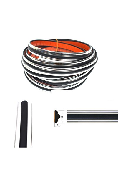 Trend Garaj Krom-siyah Yapışkanlı Nikelaj Tampon Panjur Şeridi 16 Mm 3 Metre