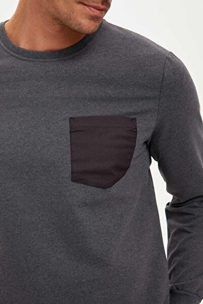 DeFacto Slim Fit Bisiklet Yaka Uzun Kollu Sweatshirt