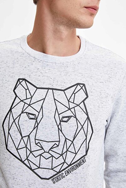 DeFacto Суитшърт с къс ръкав и щампа от мече