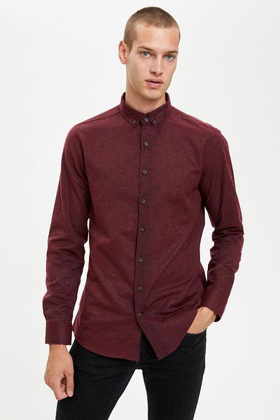 DeFacto Риза с дълъг ръкав Slim Fit Woodjack