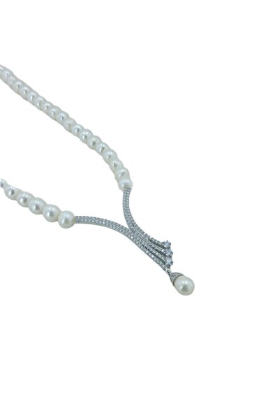 MaGümüş Yeni Altın Modeli Düğün Abiyelik Inci Gerdanlık 925 Gümüş Kolye