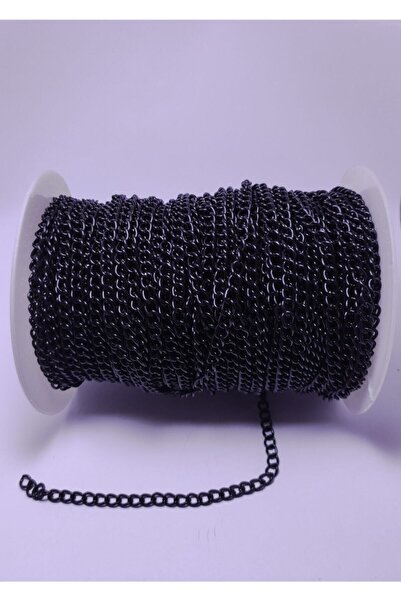 platin hediyelik (10 Metre) Siyah Renk Metal Metrelik Zincir Takı Malzemesi Z...