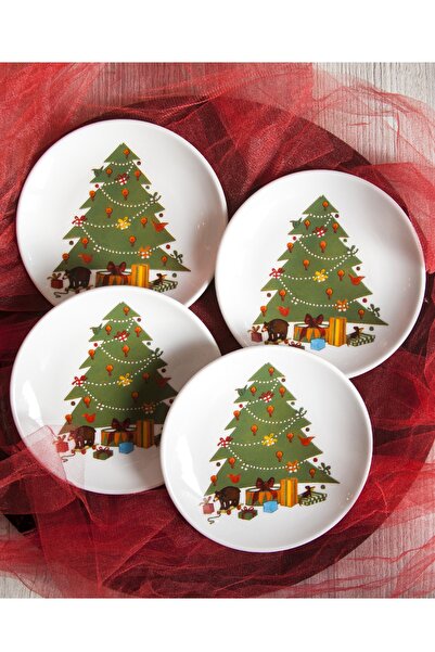 Bursa Porselen Dekor طبق بسكويت من سلسلة السنة الجديدة مكون من 4 قطع