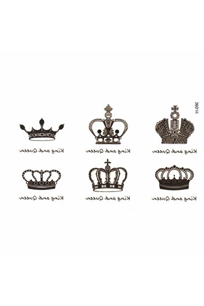 Market66 Geçici Dövme King Queen Crown Kral Tacı Taç Ufak Vücut Dövmesi Tattoo