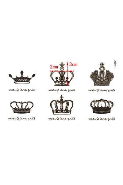 Market66 Geçici Dövme King Queen Crown Kral Tacı Taç Ufak Vücut Dövmesi Tattoo