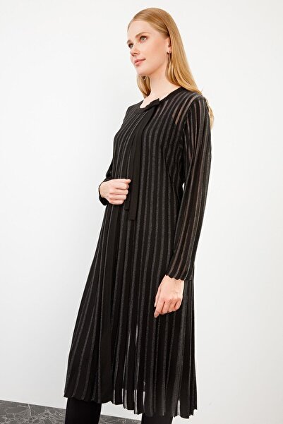 Butik Triko Жіночий чорний блискучий в'язаний кардиган вільного крою 2611