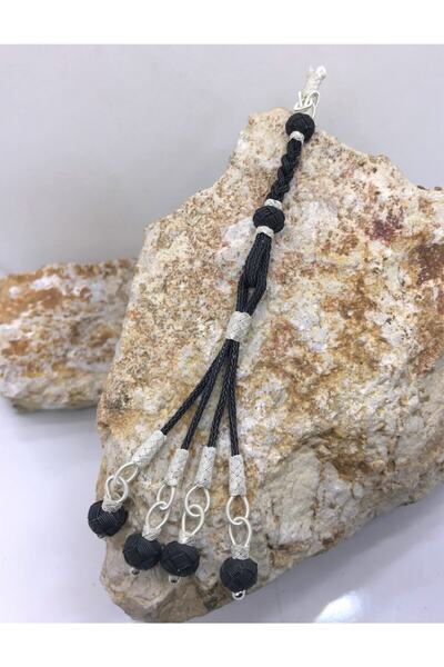 KAZZAZE Çakırbey Сребърна черна молитвена броеница с писк