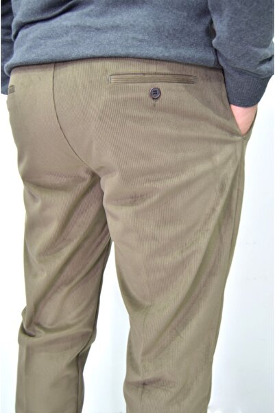 ds danlıspor Erkek Camel Klasik Orta Yaş Üstü Fitilli Likralı Kadife Pantolon