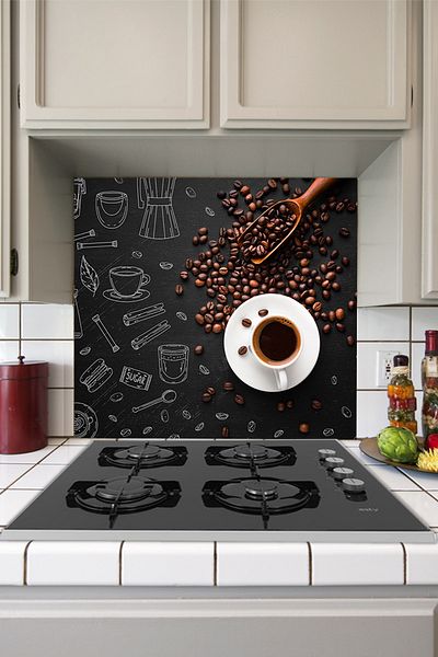 Tilki Dünyası Coffee Time Sticker Behind the Kitchen Stove