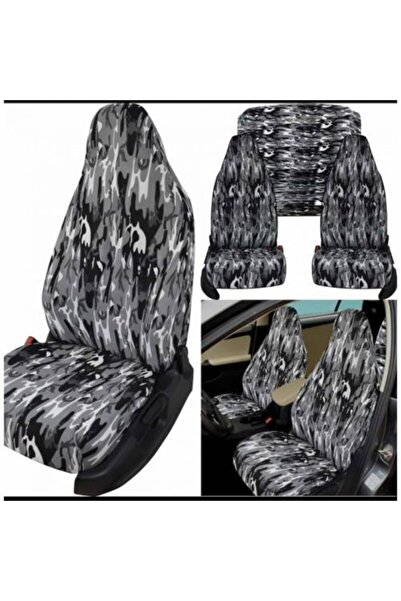 zifona Servis Kılıfı Pratik Koltuk Kılıfı Kamuflaj Ön Arka Set Gri - Siyah