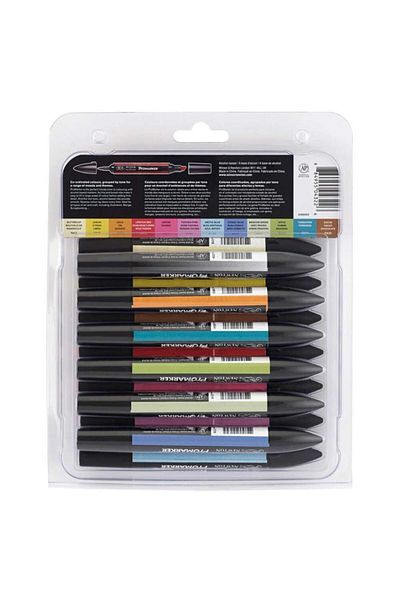 Winsor Newton وينسور آند نيوتن: مجموعة بروماركر 2 (12 لون + خلاط)