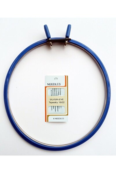 İDİL Çelik Kasnak 21 Cm Büyük Boy Ve 6 Adet 18/22 Etamin Iğnesi