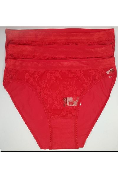 Tutku Women's Red Sapphire Bikini Panties 3 Pack